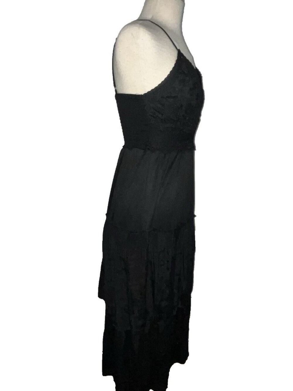 Whimsigoth Dark Fairy Cottagecore Lace Smocked Strappy Dress Emo Witchy Size M - Picture 6 of 16